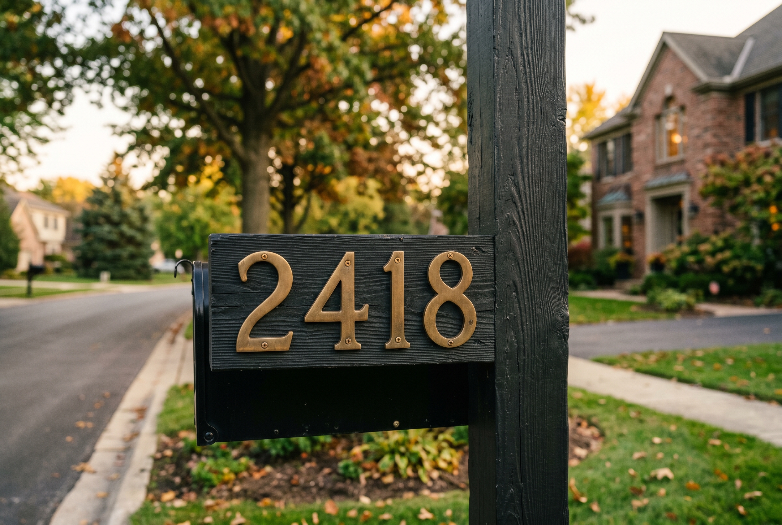 Brass house numbers detail